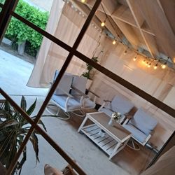 Patio set 5pc/4 swivel and rocking chairs and coffee table/Outdoor Furniture/conversation Set/Cash Only