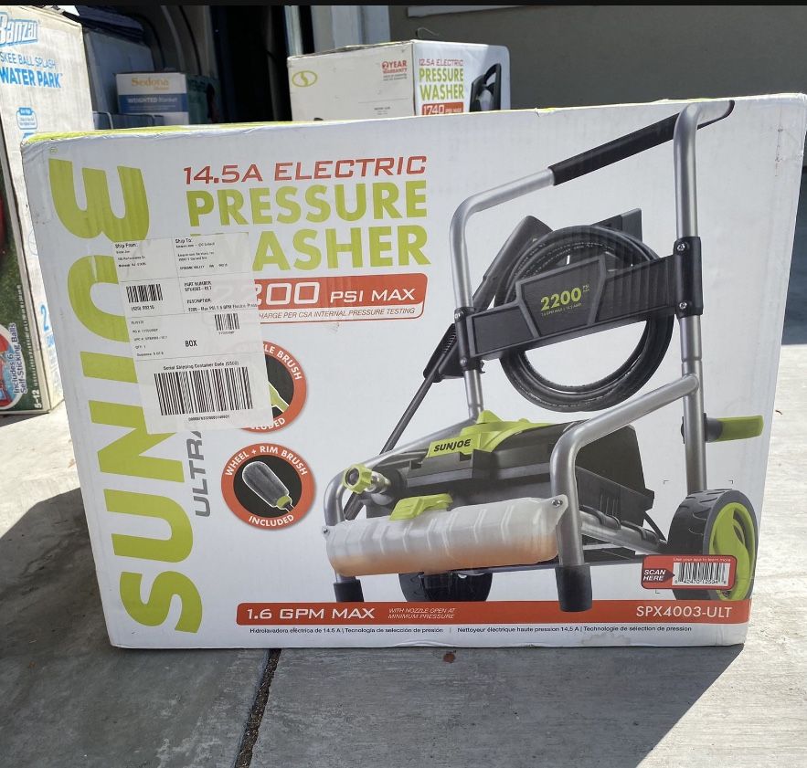 Sun Joe 14.5a 2200 Psi Power Washer With 2 Brushes Included
