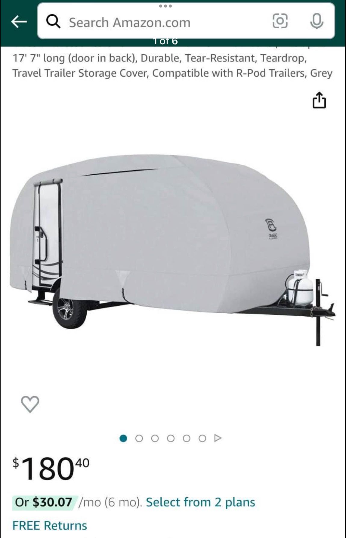 R-pod /teardrop travel trailer storage cover