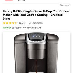 Kuerig K-elite Setting With Iced Coffee Setting 