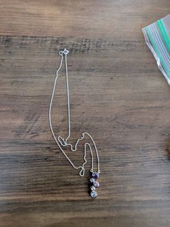 Sterling Silver Multi-Stone Bubble Cluster Vertical Drop Pendant Necklace 925