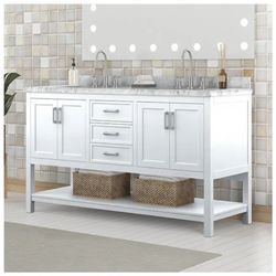 Shop Now And Pay Later! 72" Vanity with Top/ Sink - Marble top- White Now 1198.00 Free Delivery 🚚