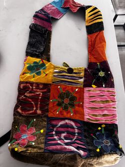 India Boutique Flower Tote Handbag Crossbody Cloth Shoulder Multicolor Boho