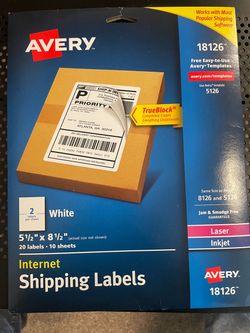 Avery 18126 Internet Shipping Labels 20 Count