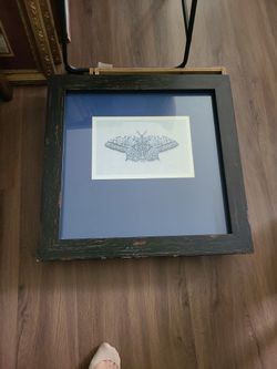 Black Frame With Blue Butterfly Print 25×26×2