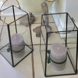 ** GLASS CANDLE 🕯 HOLDERS..BOTH 25..FIRM**