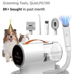 AIRROBO Dog Grooming Vacuum, Dog Grooming Kit,12000Pa Strong Pet Grooming Vacuum for Dogs, 2L Large Capacity Dog Vacuum for Shedding Grooming Hair, Do