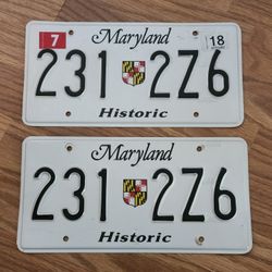 Maryland Historic License Plate 