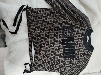 Fendi brown and black logo sweater small size