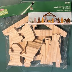 NATIVITY 11 PIECE WOOD SET TO PAINT OR LEAVE PLAIN. OR 12 PIECE METAL COOKIE CUTTER SET  $5 EACH ONE 