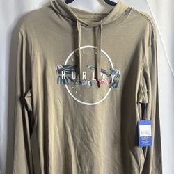 HURLEY Men’s FLORAL STRIKE JERSEY LS HOODIE TEE Size Small New