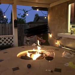 Travertine And Granite Fire Table And Chairs
