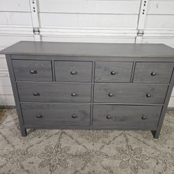 8-Drawer Dresser, Good Conditions 👍, Gray Color, Measurement: Wide 63" × Deep 19.5" × Height 37.5"