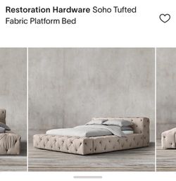 Restoration hardware Soho Tufted Platform Fabric King Size Bed