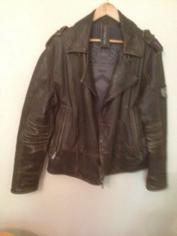 Leather motorcycle style jacket.