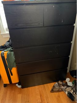 IKEA MALM 6-drawer chest in black-brown