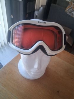 Vintage Bolle Ski/Snow Goggles Shiny White Vermillon Lens