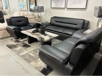 Title: Black Modern 3pc Living Room Set – Sofa, Loveseat & Chair $899.99 + tax