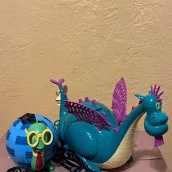 Disneyland Main St Electrical Parade Dragon Elliot Popcorn Bucket &Turtle Sipper