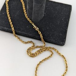 14K Solid Gold Rope Diamond Cut Necklace