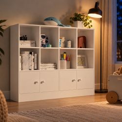 White Cube Bookcase with Cabinet Doors