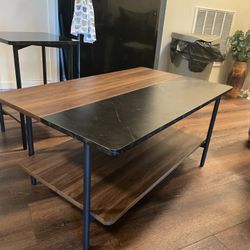 Living Room Coffee Table With Two Matching End Tables With Marble Look