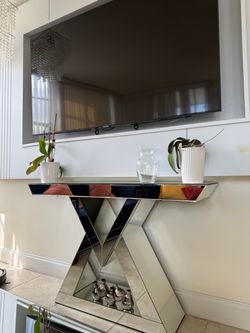 Mirrored Console Table with X-Base