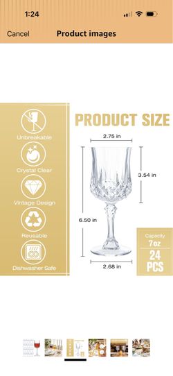 Champagne Flutes Cordial Drinking Water Glasses, Bulk Reusable Wine Drinkware for Wedding Reception Bar Party Favors Supplies