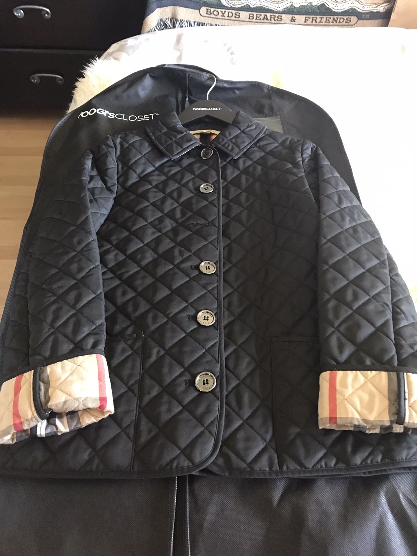 BURBERRY Brit Black Quilted Polyester Button Down Jacket