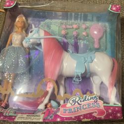 Barbie type doll new in the box riding princess same size as Barbie