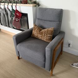 Two Blue Pottery Barn Reclining Chairs 