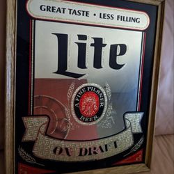 Miller Lite 1980s Vintage Beer Mirror / Sign