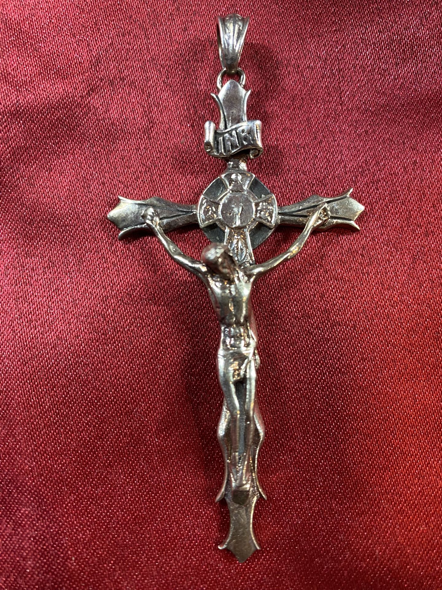 XL Sterling Silver 925 Cross Crucifix Pendant 27 Grams