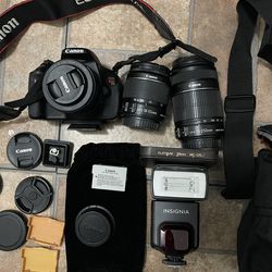 Canon Rebel T3i DSLR Bundle w/ 18-55mm + 55-250mm + Flash + Bag – Tested Working