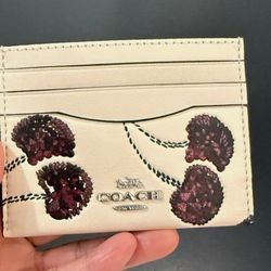 Coach Slim ID Card Case with Cherry Print 