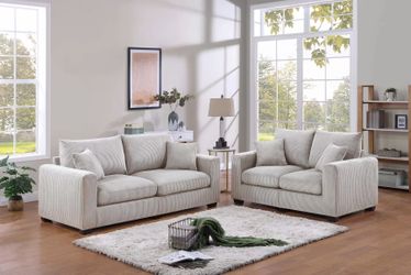 F8428 - 2-Piece Sofa & Loveseat Set - Ivory Color