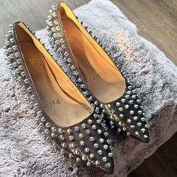 Authentic Christian Louboutin Studded Pointed-Toe Flats 