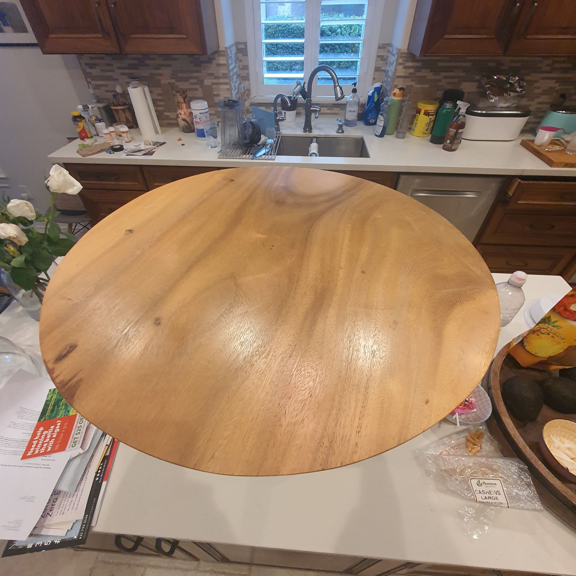 Solid hardwood round coffee table