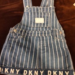 DKNY Overall Skirt Jean Striped Size 24month Jumper 