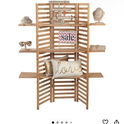 Double Hinged Wood Display 3 Shelves 