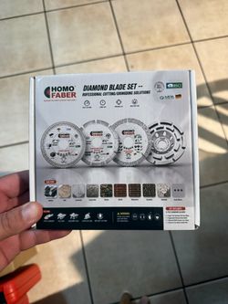 4-1/2 Inch Diamond Blade Set, 4 PCS Cutting & Grinding Kit with Tile Saw Blade, Segmented Concrete Blade, Multi-Purpose Cutting Blade & Double Row Dia