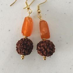 Carnelian and Rudraksha Earrings