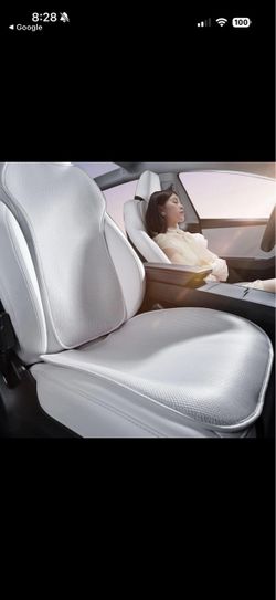 TOPABYTE Seat Cover Full Set Custom 7pcs For Tesla Model Y, White Ice Silk