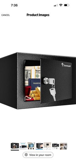 Bonsaii Safe Box with Key Lock, Steel Security Lock Box, 0.23 Cubic Feet, 9.06" W x 6.69" D x 6.69" H, Small Hidden Safe for Cash Jewelry