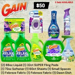 LARGE Gain LAUNDRY Detergent Household Paper Towels Dish Soap Febreze BUNDLE SALE 🔥