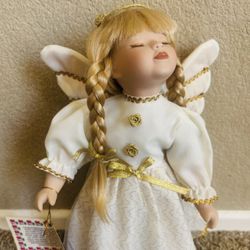 Vintage Porcelain Girl Angel Christmas Doll