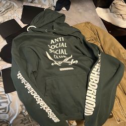 Anti Social Club Hoodie Green. Size Medium Slightly Used 
