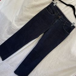 Eileen Fisher dark wash jeans slim leg high rise eco stretch denim sustainable