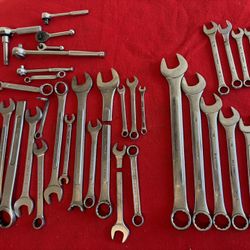 Assortment Of Wrenches And Ratchets Tools   
