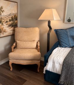 French Provincial Accent Chair with Lumbar Pillow